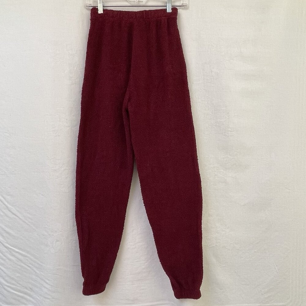 So Teddy Jogger Pants Womens XS Red Soft Cozy Loungewear Winter Fall Comfort